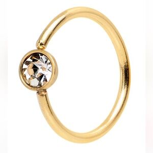 Body Candy 20G 5/16 Gold IP Stainless Steel Bright Clear Gem Nose Hoop
